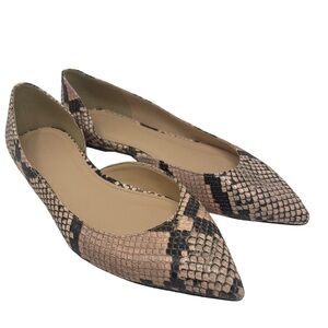 J.Crew Pink Snakeskin Pointed Toe Flats Capsule Romantic 7.5